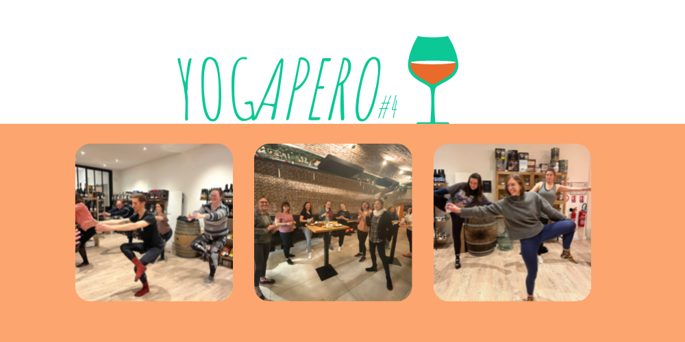 Yogis avec un verre de vin